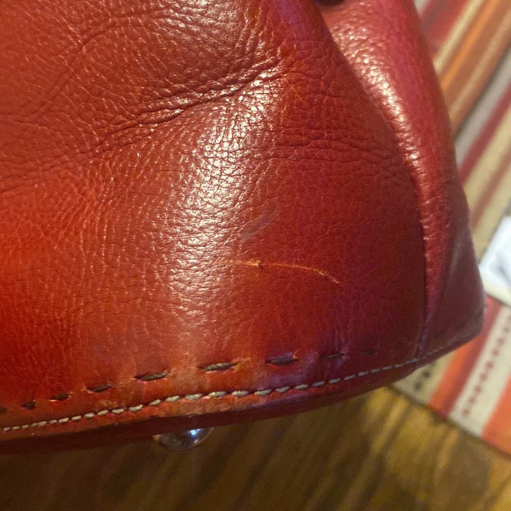 COPY - Medium Fossil Red Shoulder Bag with Smooth Leather Finish - Picture 7 of 11
